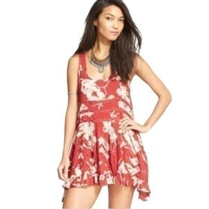 Intimately Free People Red Floral Lace Trapeze Tank Mini Dress Medium